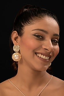 Gold Finish Pearl Dangler Earrings