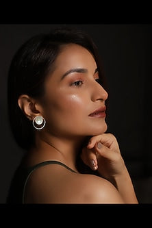 Gold Finish Pearl Stud Earrings