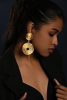 Gold Plated Handcrafted Circular Dangler Earrings