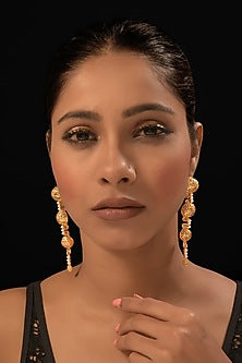 Gold Finish Freshwater Pearl Dangler Earrings