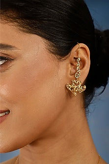 Gold Finish Floral Filigree Dangler Earrings