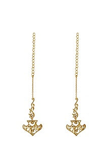 Gold Finish Floral Filigree Dangler Earrings