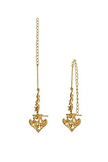 Gold Finish Floral Filigree Dangler Earrings