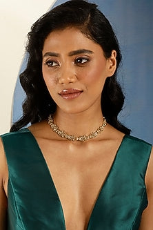 Gold Finish Floral Filigree Necklace
