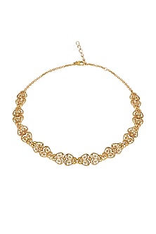 Gold Finish Floral Filigree Necklace