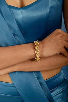 Gold Finish Floral Motif Bangle
