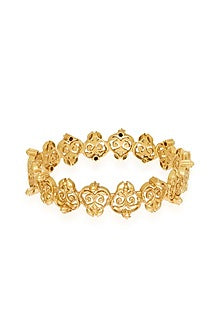 Gold Finish Floral Motif Bangle
