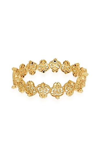 Gold Finish Floral Motif Bangle
