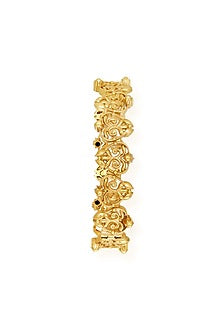 Gold Finish Floral Motif Bangle
