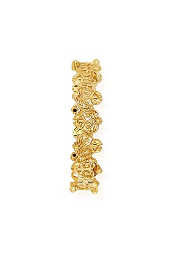 Gold Finish Floral Motif Bangle