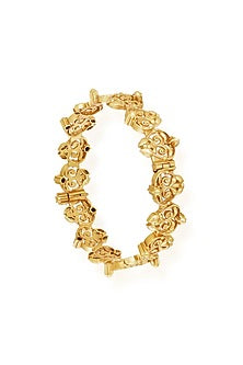 Gold Finish Floral Motif Bangle