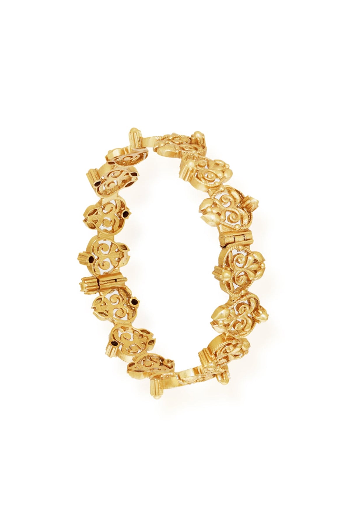 Gold Finish Floral Motif Bangle
