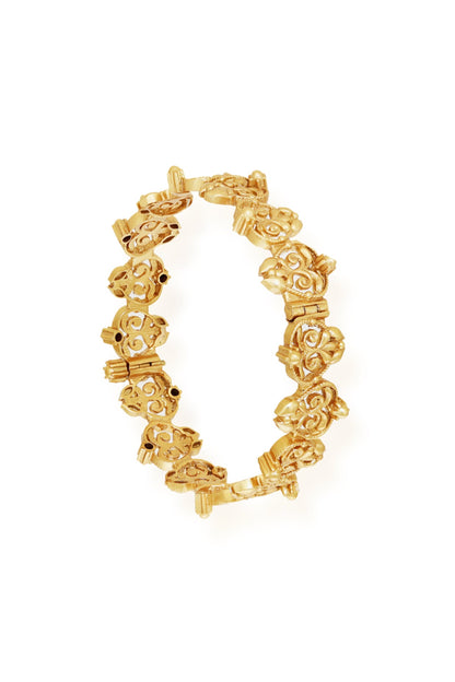 Gold Finish Floral Motif Bangle
