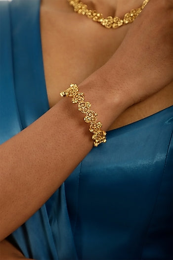 Gold Finish Floral Motif Bangle