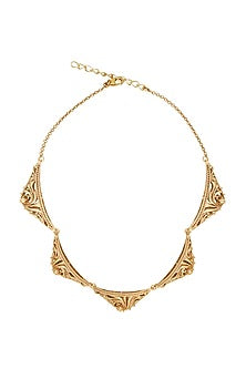 Gold Finish Floral Filigree Necklace
