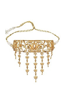 Gold Finish Floral Motif Choker Necklace