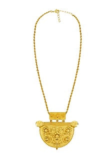 Gold Plated Floral & Temple Motifs Long Necklace