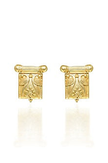 Gold Plated Bird Engraved Stud Earrings