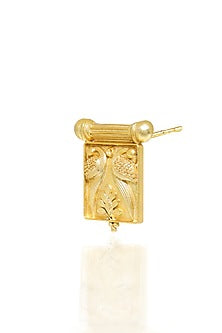 Gold Plated Bird Engraved Stud Earrings