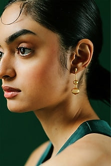 Gold Plated Halo Drop Earrings