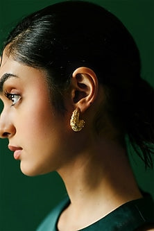 Gold Plated Floral Motifs Hoop Earrings
