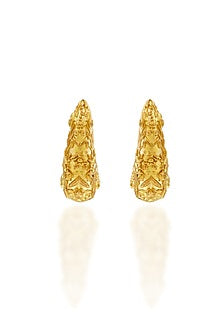 Gold Plated Floral Motifs Hoop Earrings