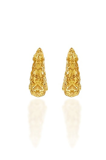 Gold Plated Floral Motifs Hoop Earrings