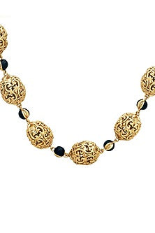 Gold Finish Filigree Ball Enameled Necklace