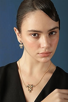 Gold Finish Baroque Bee Filigree Embossed Necklace