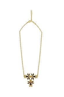 Gold Finish Baroque Bee Filigree Embossed Necklace
