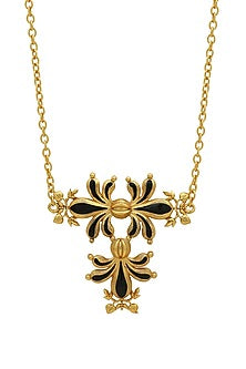 Gold Finish Baroque Bee Filigree Embossed Necklace