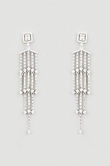 White Finish Zircons Earrings In Sterling Silver
