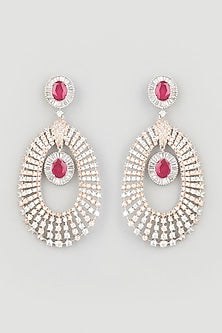 Two Tone Finish Zircons Dangler Earrings In Sterling Silver