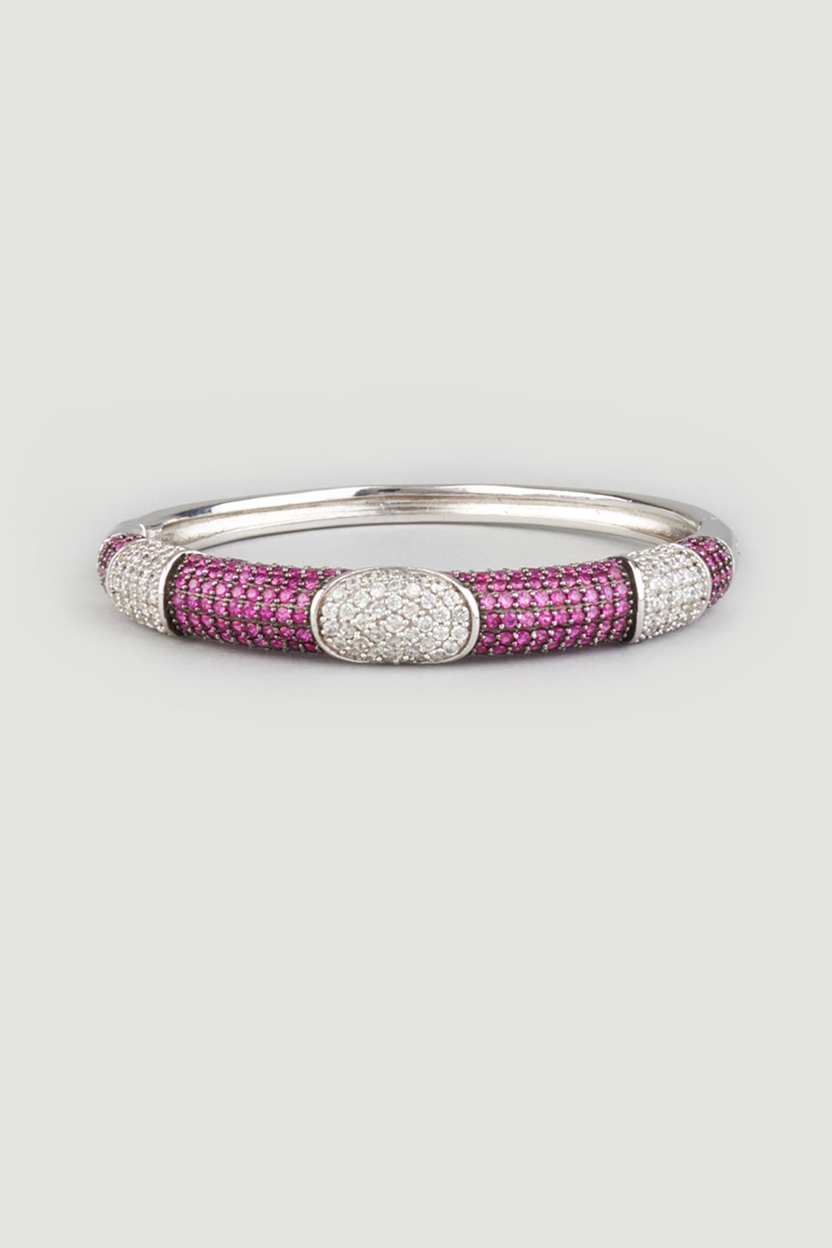 White Finish Zircons Bangle In Sterling Silver