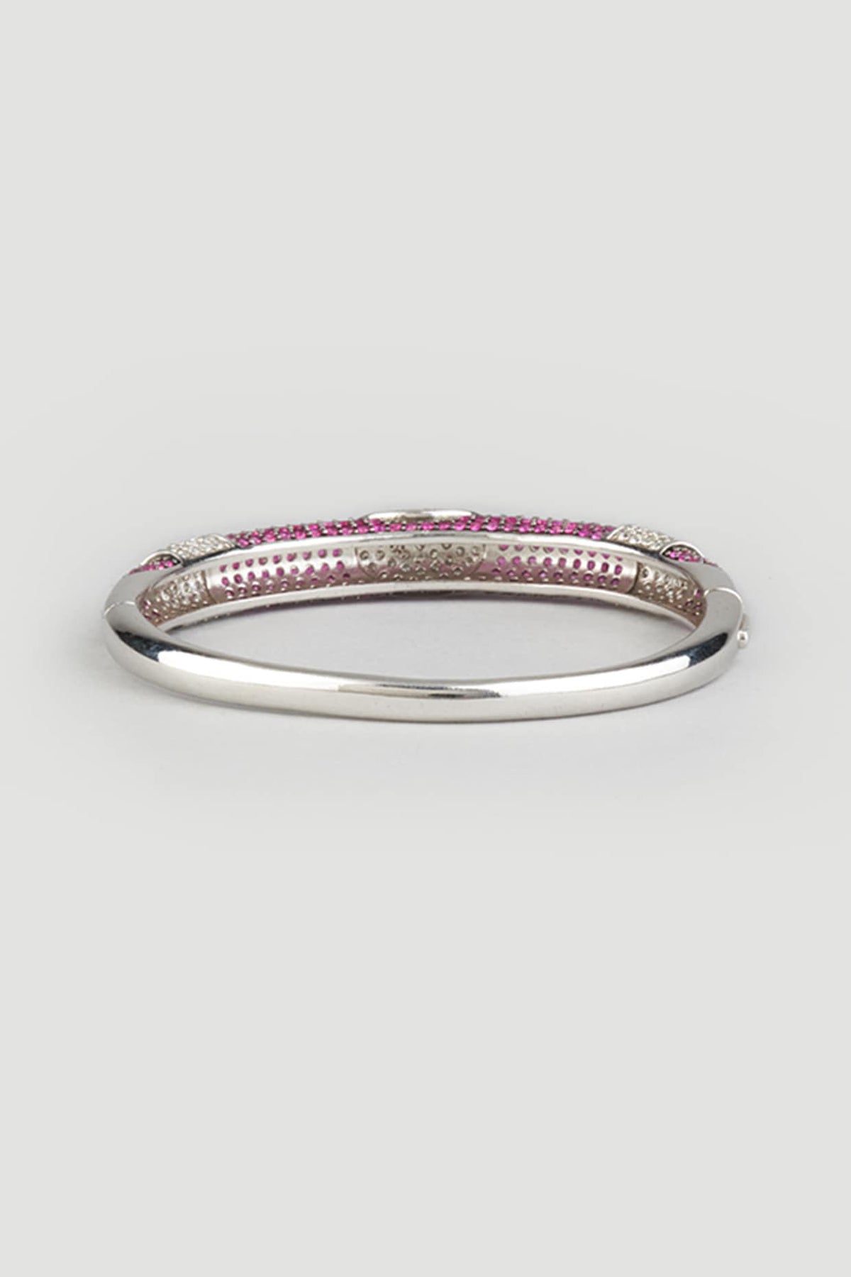 White Finish Zircons Bangle In Sterling Silver