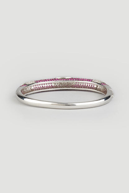 White Finish Zircons Bangle In Sterling Silver