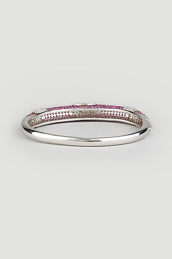 White Finish Zircons Bangle In Sterling Silver