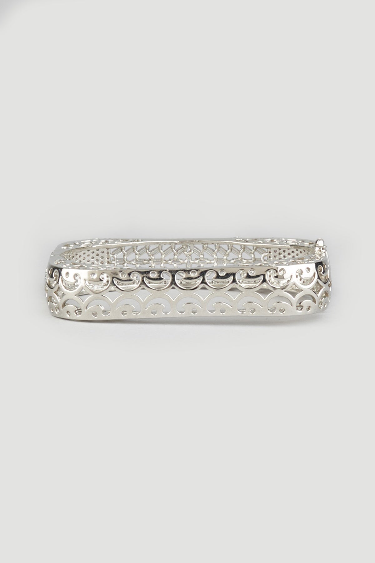 White Finish Bangle In Sterling Silver