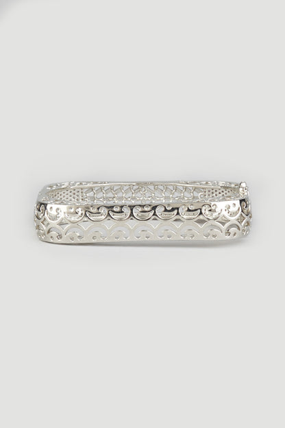 White Finish Bangle In Sterling Silver