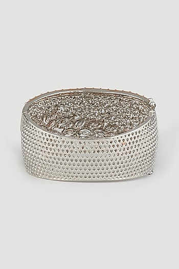Two Tone Finish Handcrafted Bangle In Sterling Silver