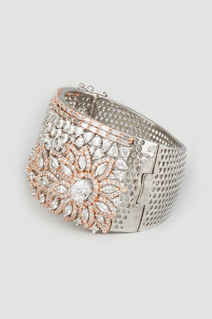 Two Tone Finish Handcrafted Bangle In Sterling Silver