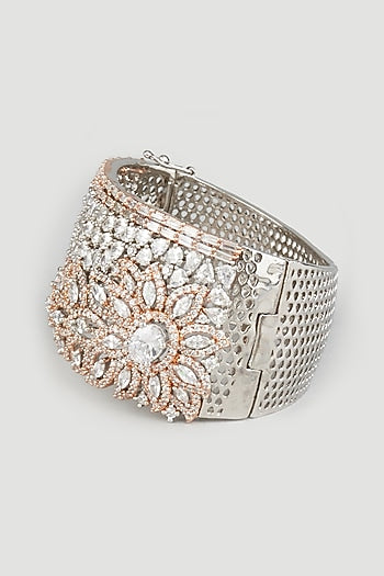 Two Tone Finish Handcrafted Bangle In Sterling Silver