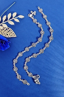 White Finish Temple Anklets In Sterling Silver