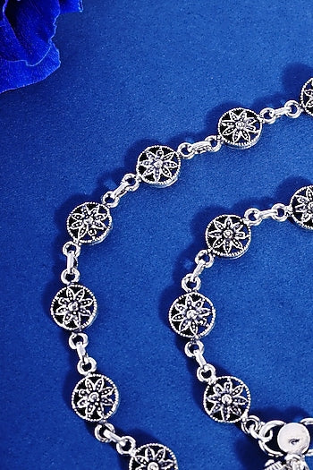 White Finish Temple Anklets In Sterling Silver