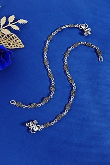 White Finish Paisley Temple Anklets In Sterling Silver