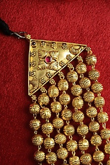 Gold Plated Temple Layered Beaded Necklace In Sterling Silver