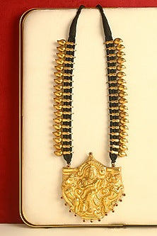 Gold Finish Temple Necklace In Sterling Silver