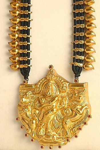 Gold Finish Temple Necklace In Sterling Silver