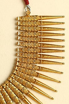 Gold Finish Temple Necklace In Sterling Silver