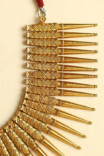 Gold Finish Temple Necklace In Sterling Silver